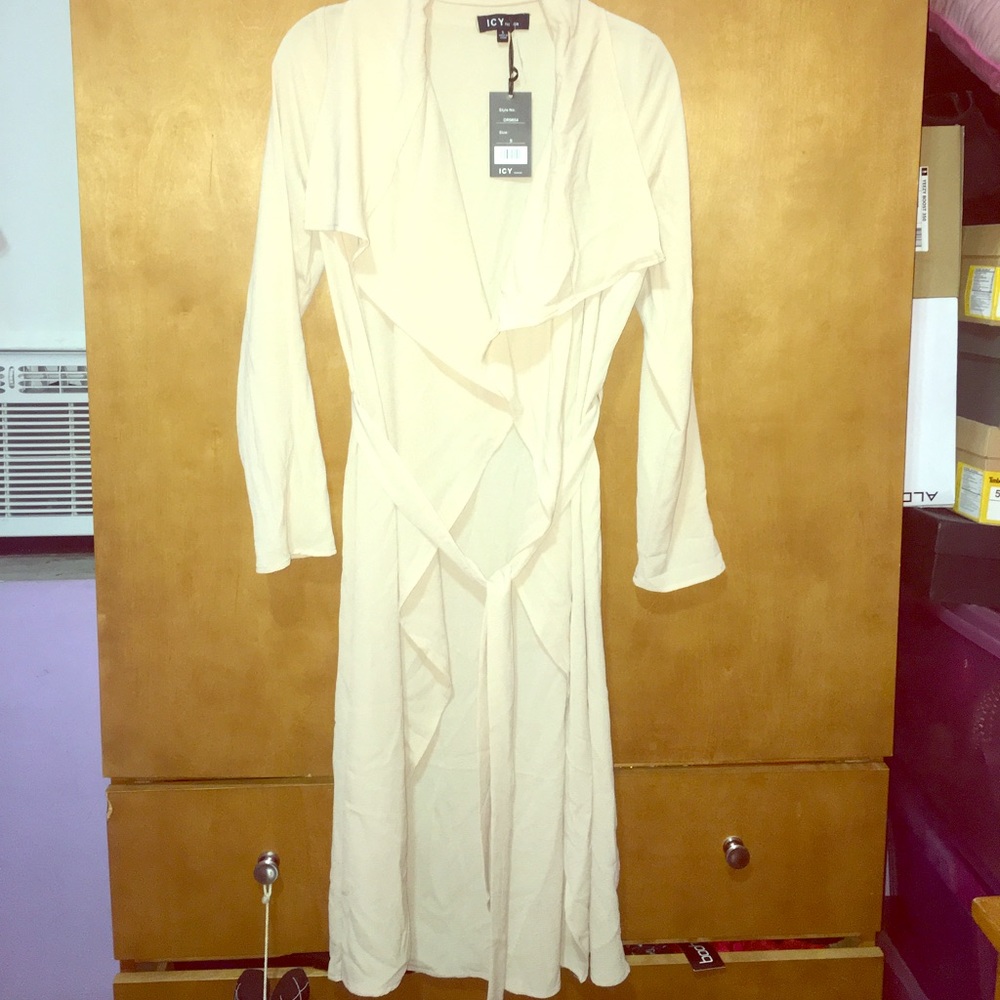 New Beige Long Sleeve Duster Trench