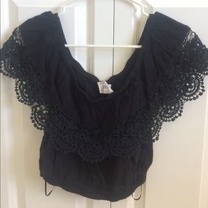 Black Off The Shoulder Crop Top from PACSUN