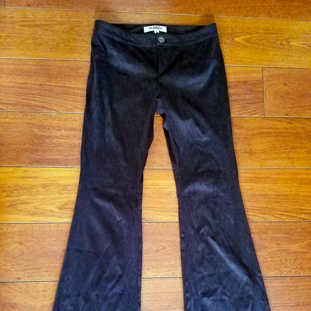 BB Dakota Flare Leg Vegan Suede Black Pants
