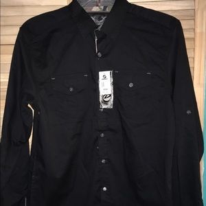 Drill casual button down long sleeve shirt