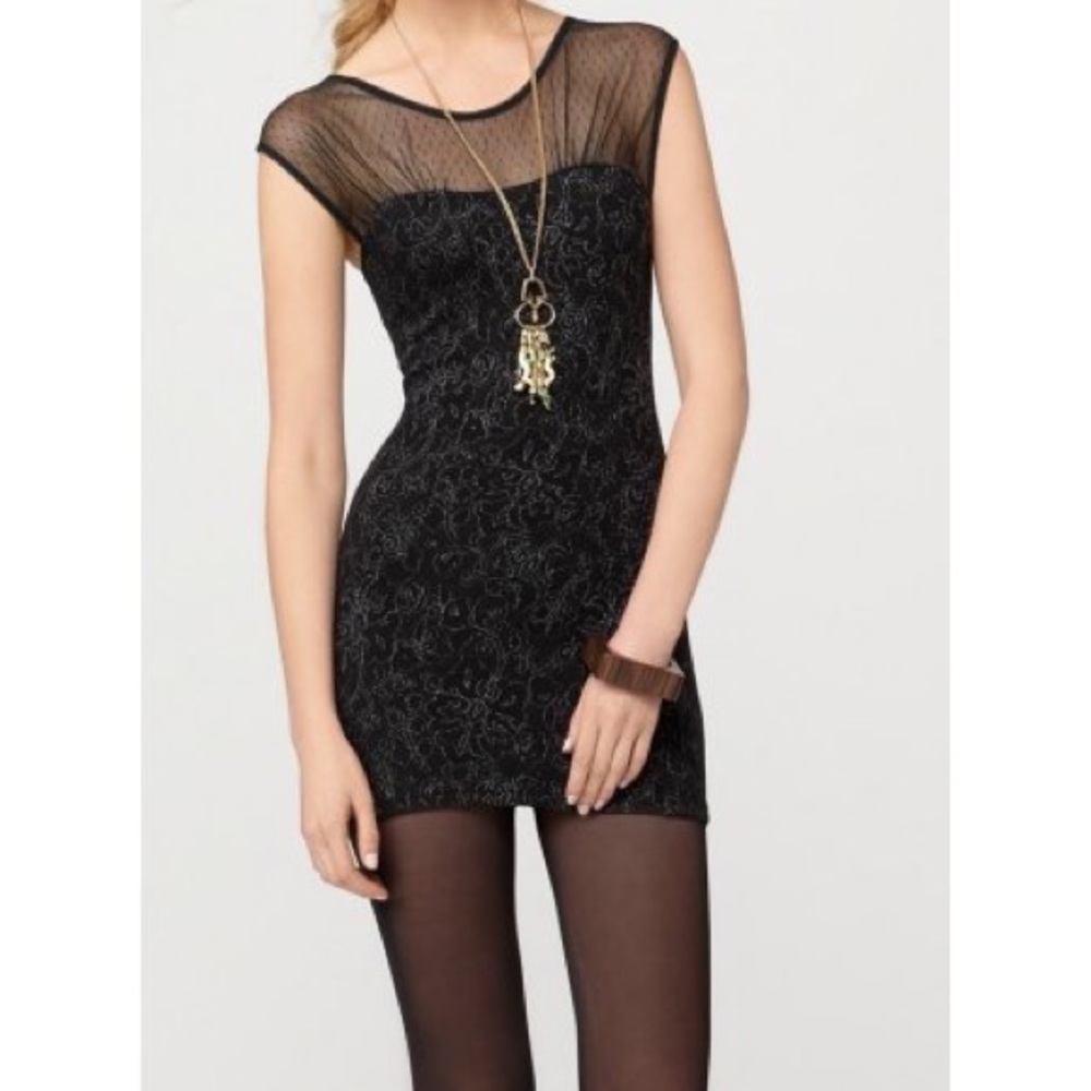 BRAND NEW Free People Black and Gold Mini Dress