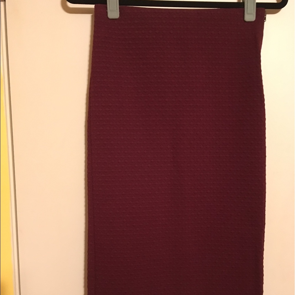 Long burgundy pencil skirt