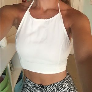 TOBI White halter crop top SIZE SMALL
