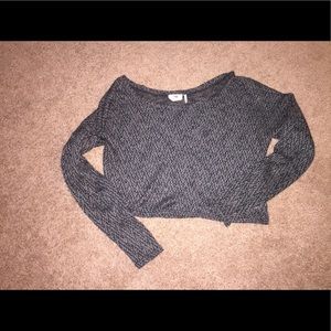 Black and gray, long sleeve, cropped sweater