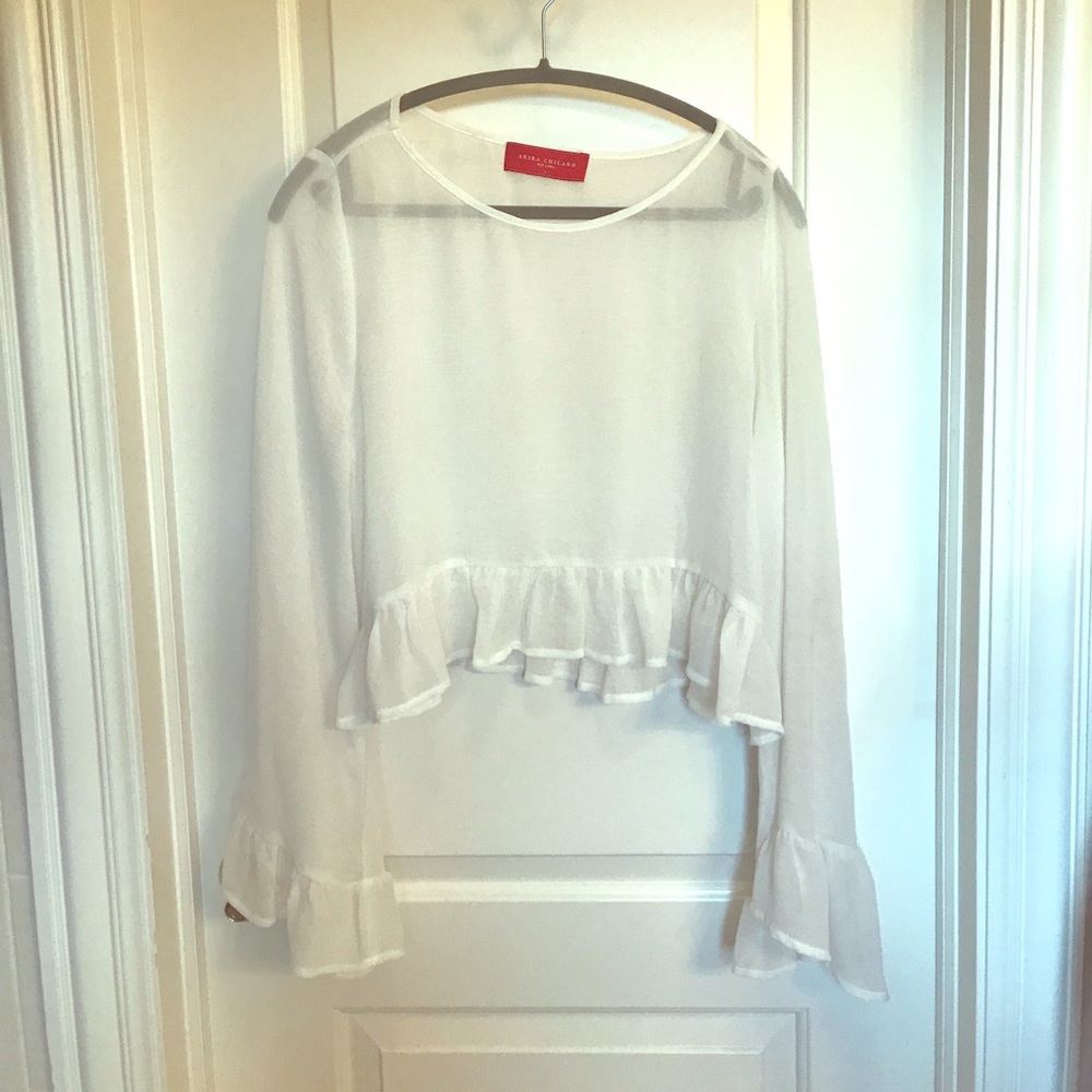 Sheer wide-sleeved babydoll Akira blouse