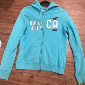 Hollister Blue Zip Up Hoodie Size L