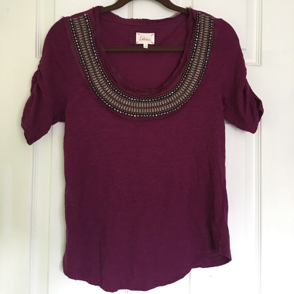 Beaded fuchsia anthro top