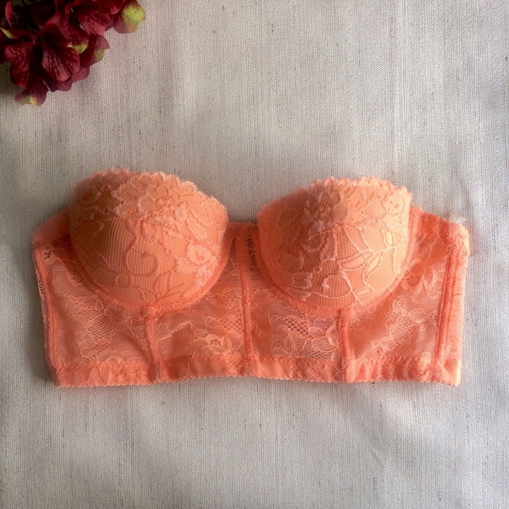 Coral Lace Bra with Convertible Straps