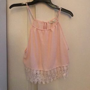 Light Pink Lace Bottom Tank
