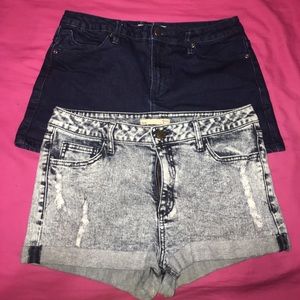 Two Shorts Bundle High Waist Dark Wash & Acid Wash