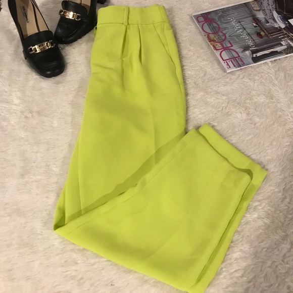 J. Crew Pants - J crew lime green drapey pants