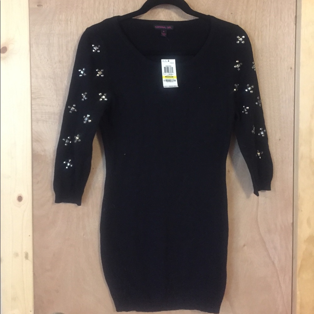 Black long sleeve sweater mini dress-Macy's