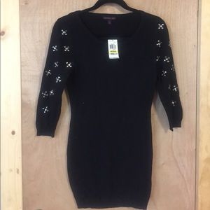 Black long sleeve sweater mini dress-Macy's
