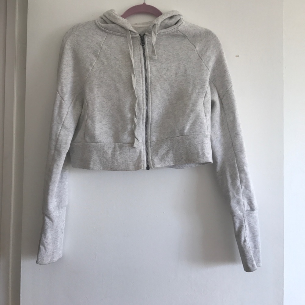 Alo Yoga Soft Cropped Hoodie Grey