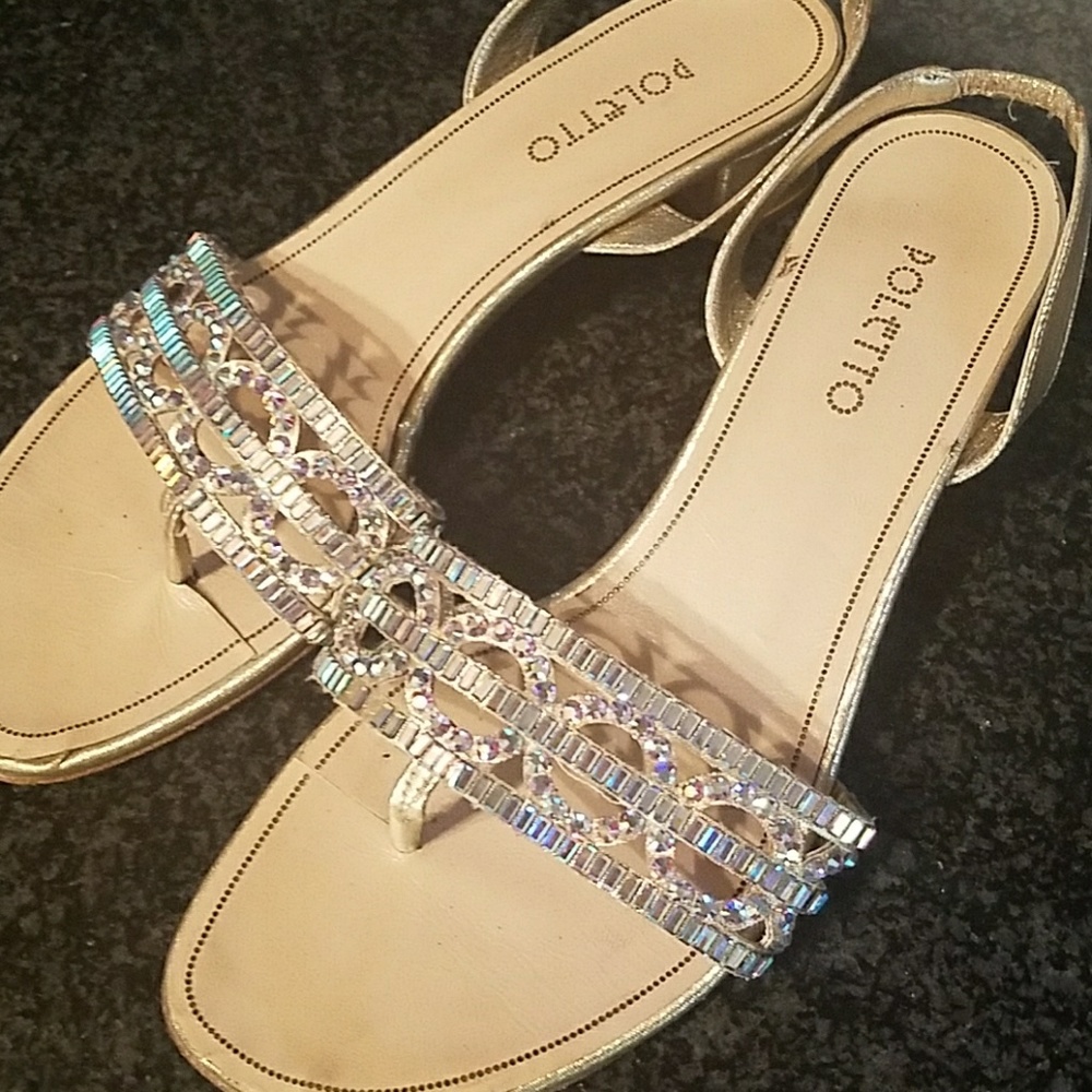 POLETTO RHINESTONE SANDALS SZ 41 EURO, SZ 10 US