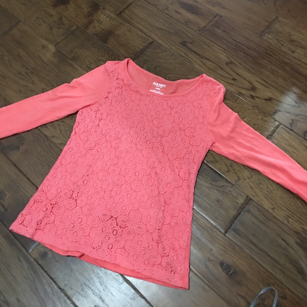 Fun coral lace 3/4 sleeve top