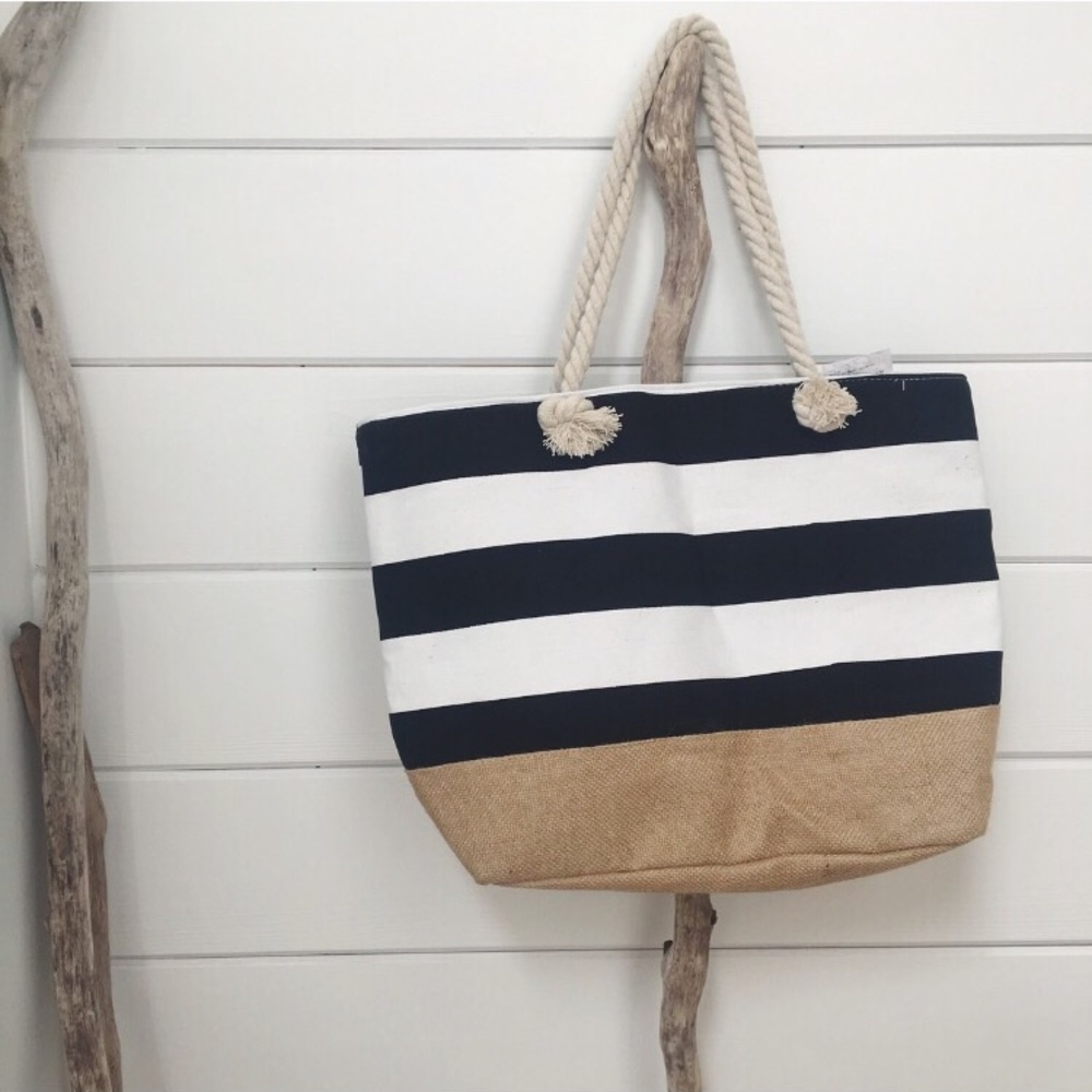 LAST ONE! Montauk Striped Tote Bag • - Picture 3 of 5