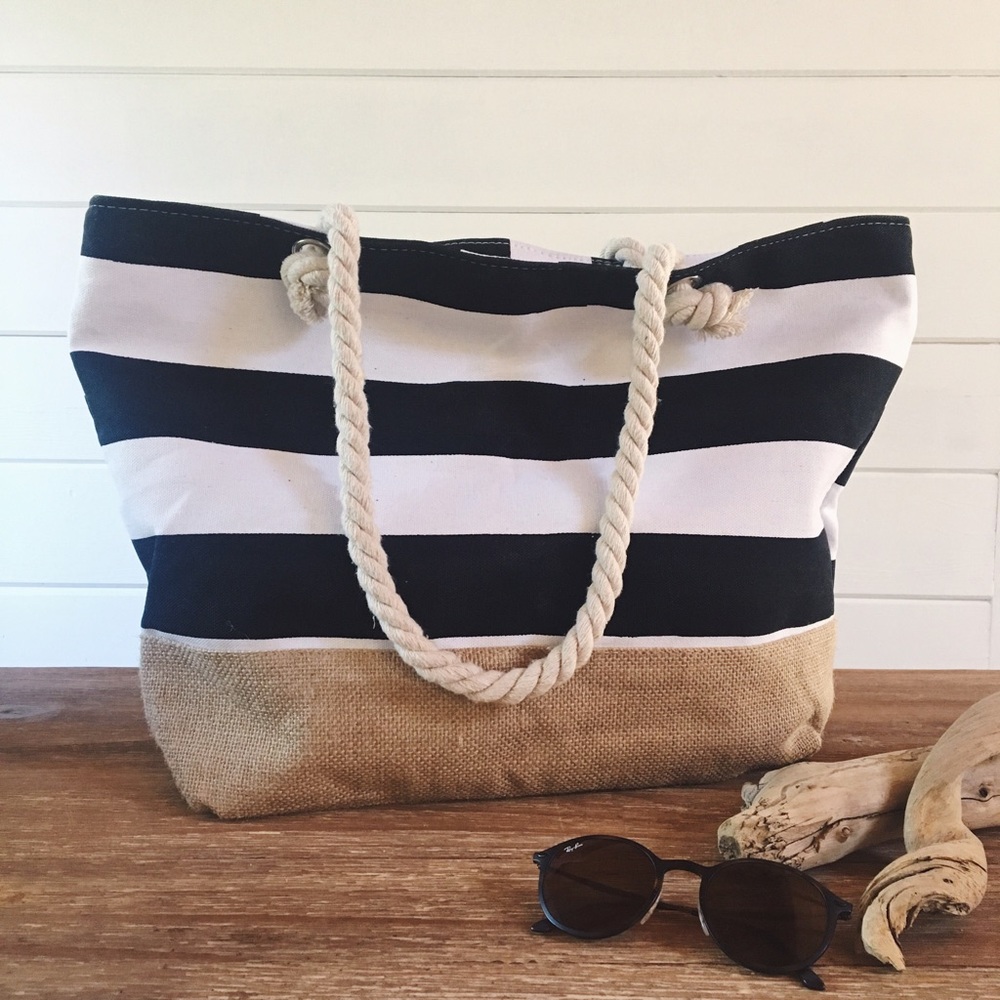 LAST ONE! Montauk Striped Tote Bag •