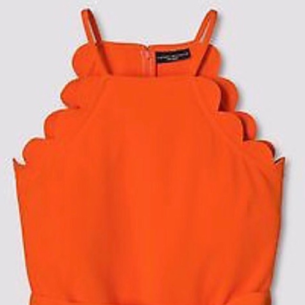 Victoria Beckham Scallop Tie Waist Romper,Orange M