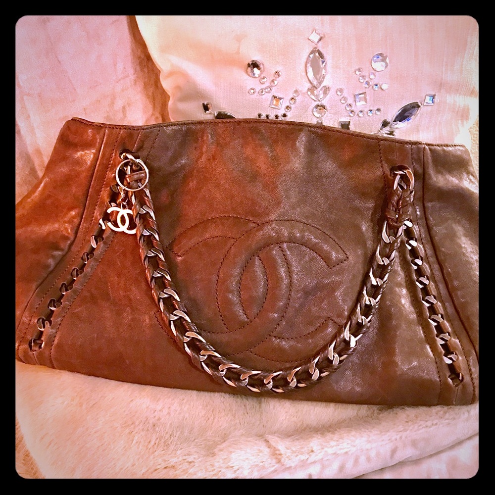CHANEL Stone Brown-Grey Large Bag - Picture 1 of 8
