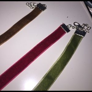 maroon, brown, green chokers. never worn!