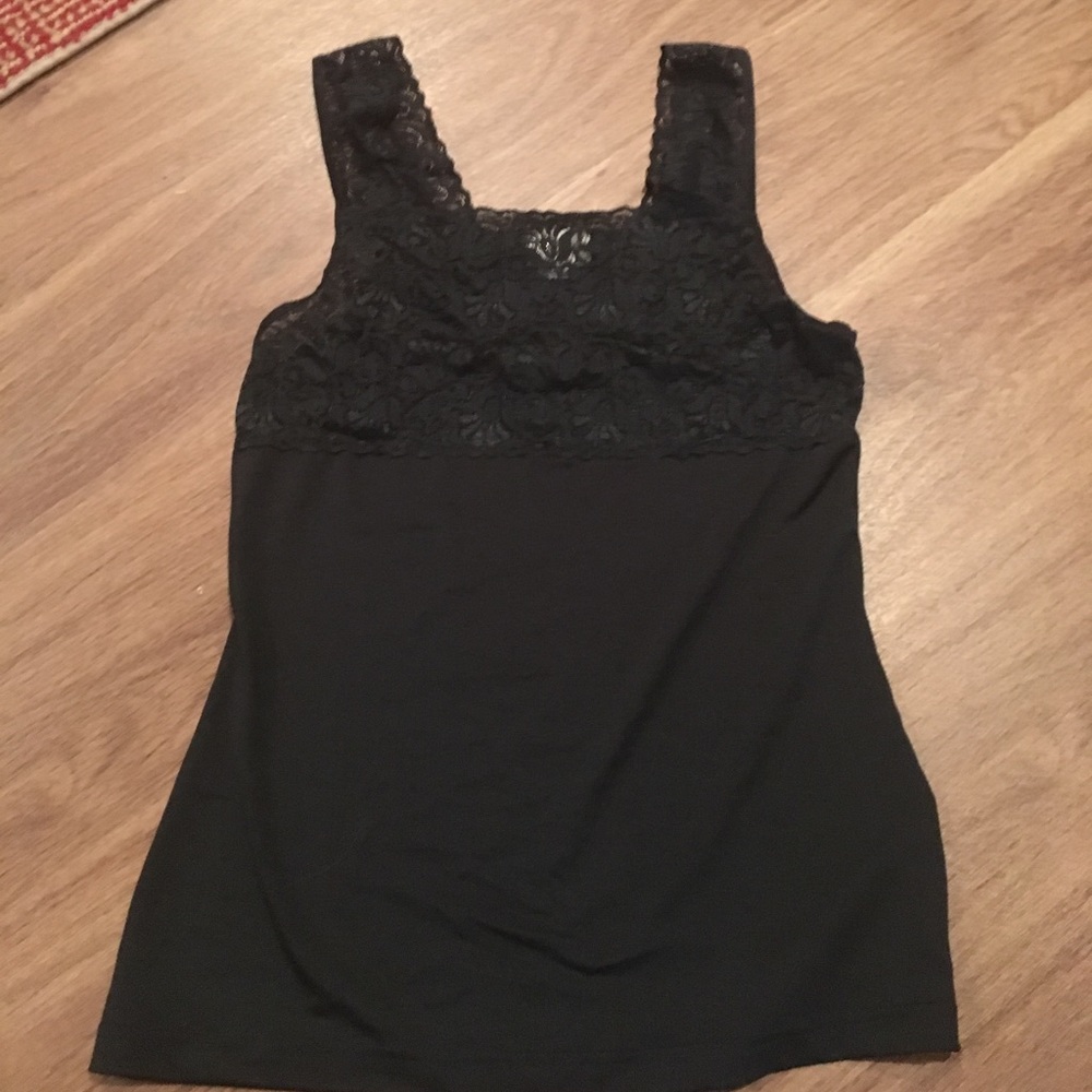Lace and silk tank