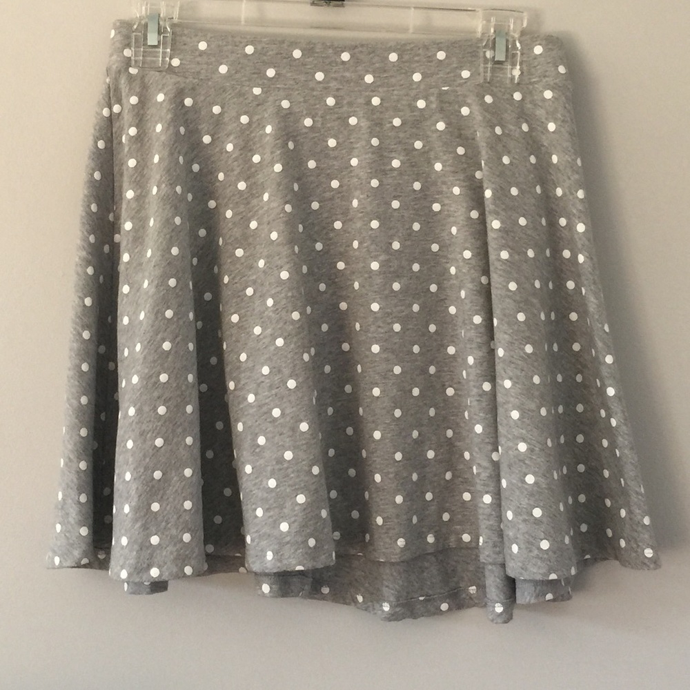 Grey and White Polkadot skater skirt