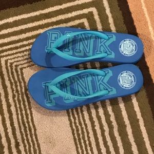 Vs Victoria's Secret Pink Blue Flip Flops Size S
