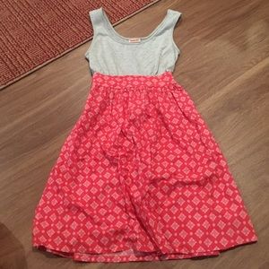 Summer pink and grey dress with pockets