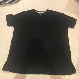 Black tshirt, slight v neck cut