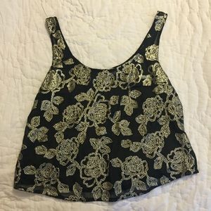 Navy tank with silver sequins