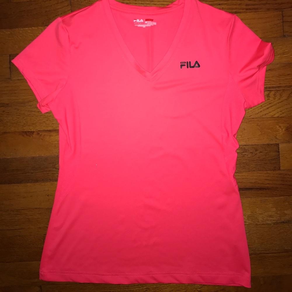 Hot Pink Fila Sport Workout Short-sleeve Shirt