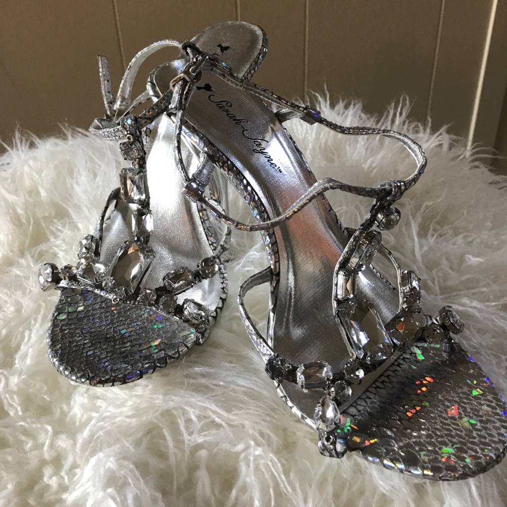 4&1/2" Silver Iridescent Rhinestone Heels