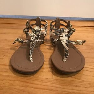 Faux snakeskin sandals