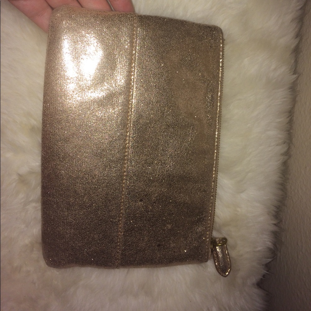 J Crew rose gold clutch