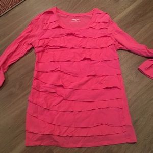 Pink 3/4 sleeve shirt with ruffles