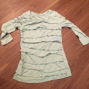 Teal ruffles 3/4 sleeved shirt
