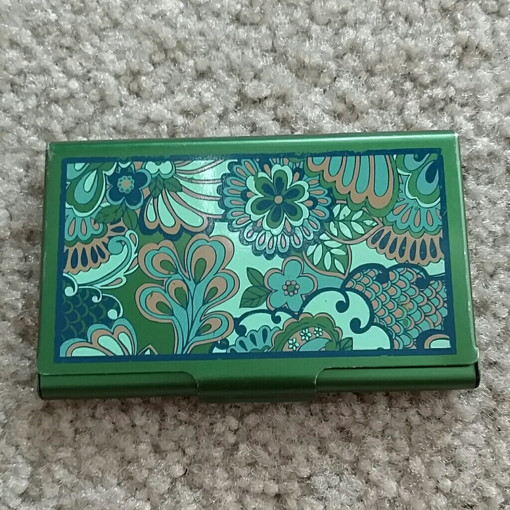 Green Metal Paisley Business Card Holder