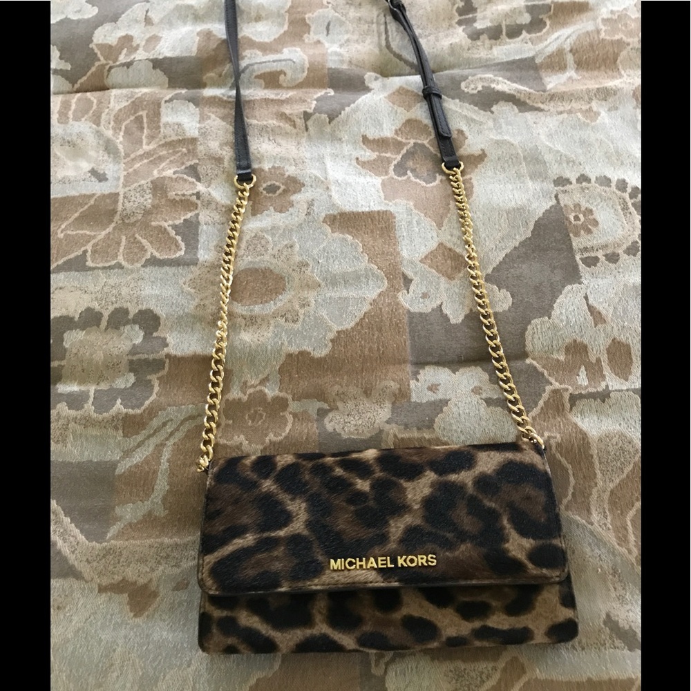 Leopard print cross body purse