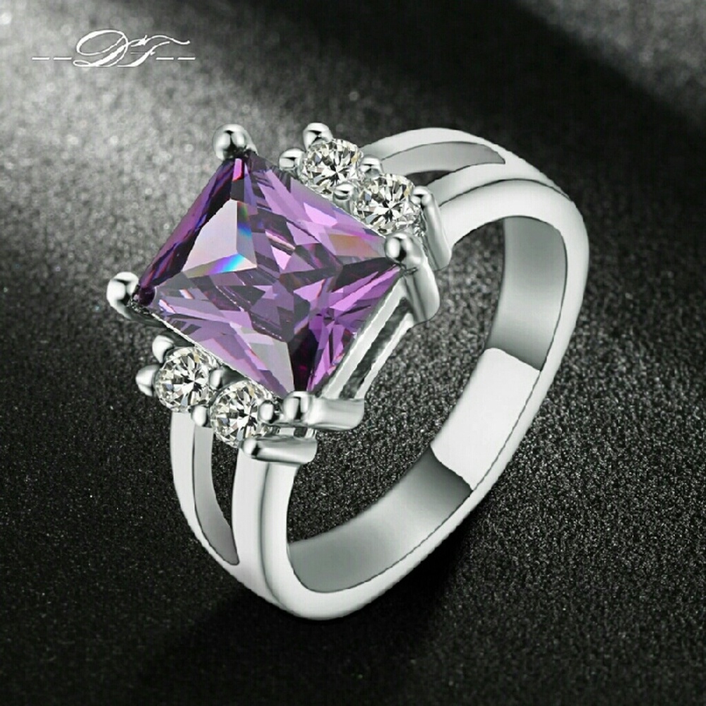 925 Princess Cut Crystal Ring