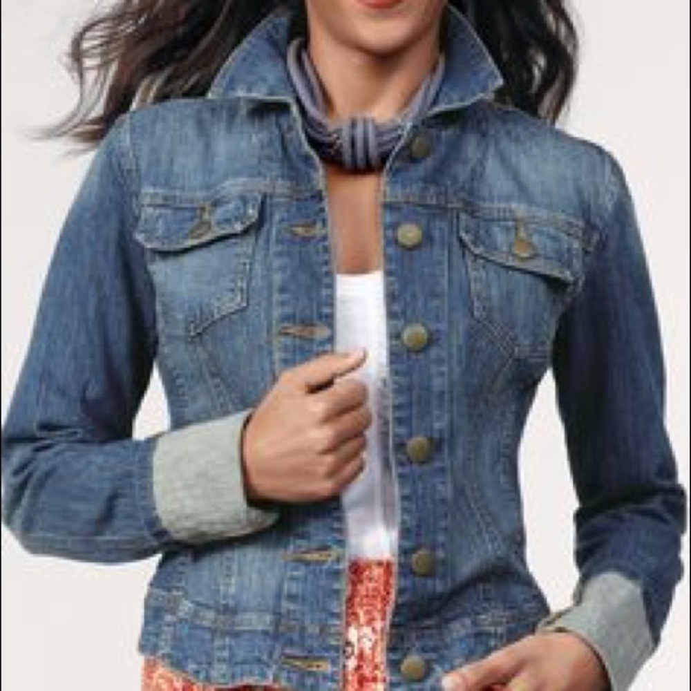 RARE!! CAbi Cuffed Up Jean Jacket Large