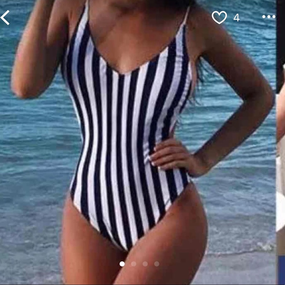 Striped one piece bathing suit