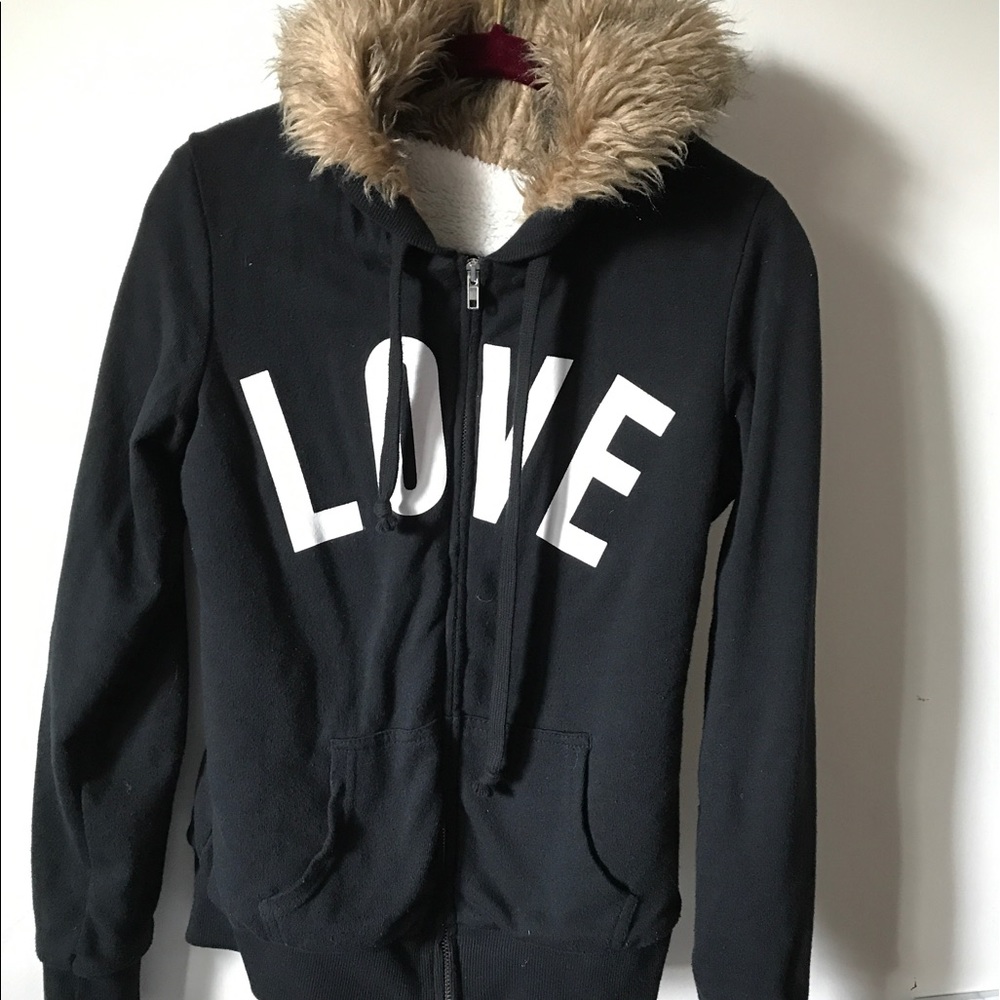 LOVE Fur hooded sweater