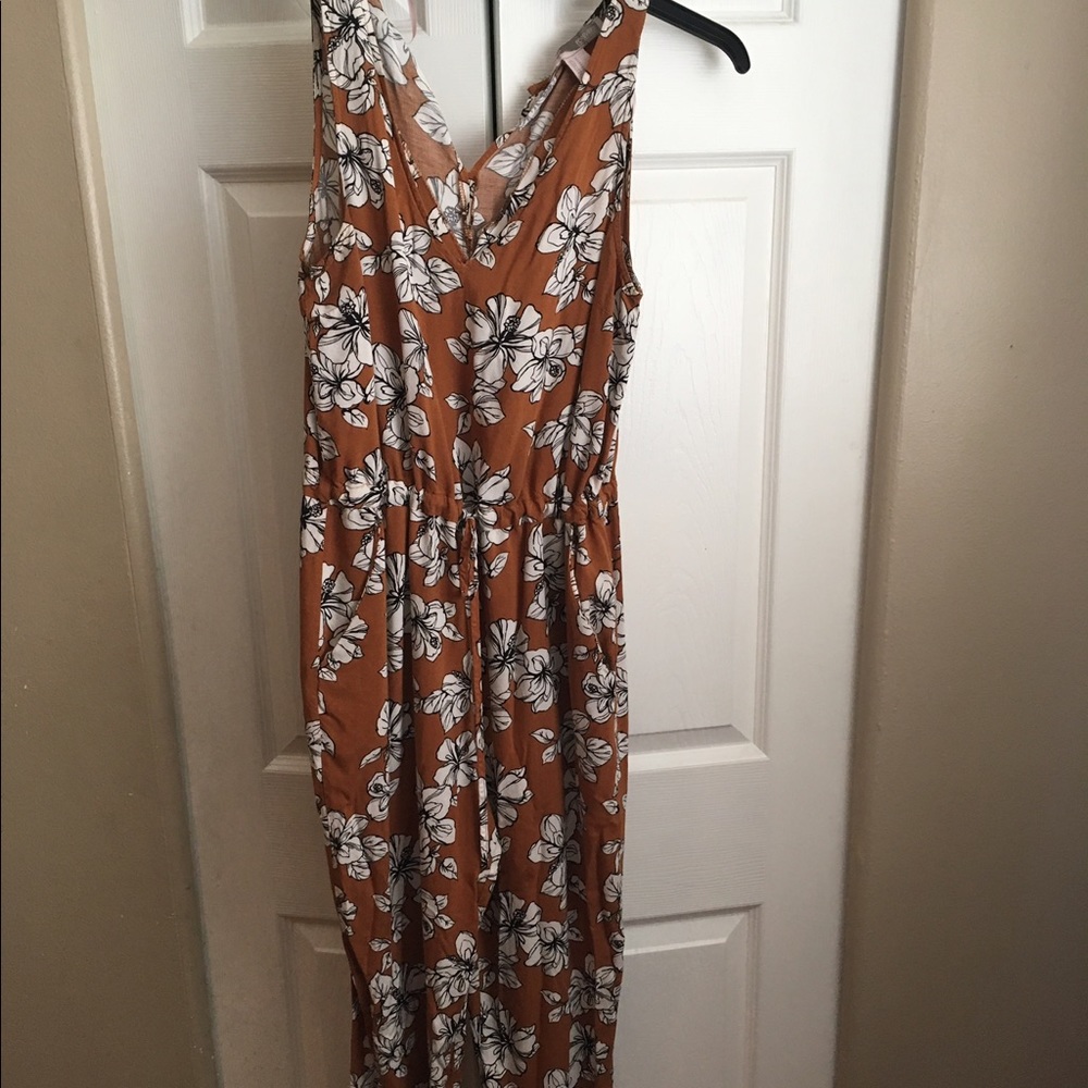 Orange Floral Jumpsuit