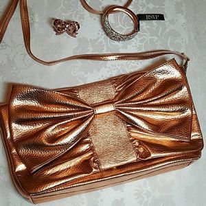 New ROSE GOLD Crossbody Bow Clutch