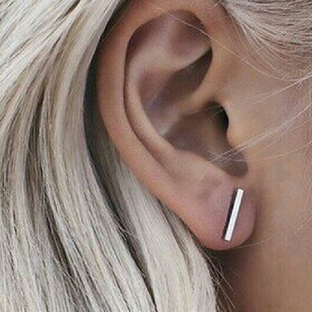 Small Silver Bar Earrings