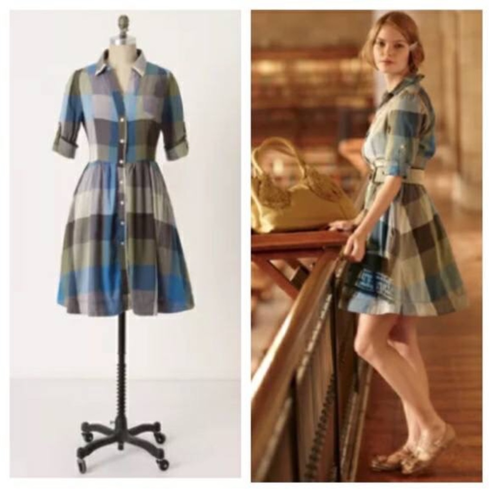 Moulinette Soeurs Reed Plaid Dress Anthropologie 0