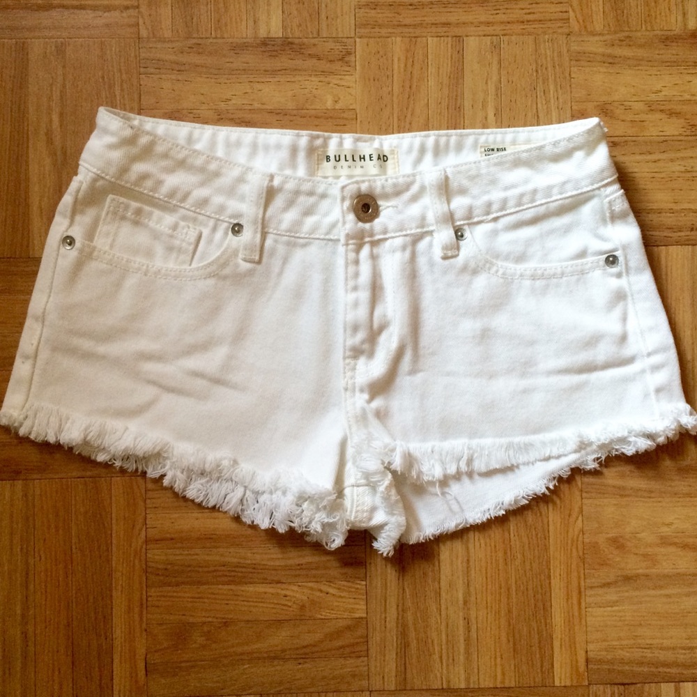 Bullhead Denim Co. White Denim Cutoff Short