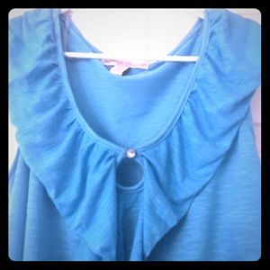 Light Blue Plus Size 22/24 Sleeveless Ruffle Shirt