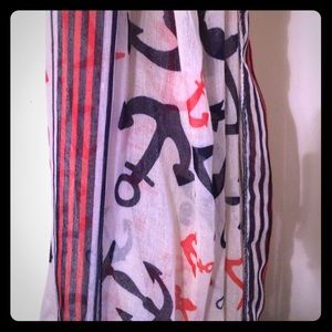 Boutique Anchor scarf. Navy/Red.